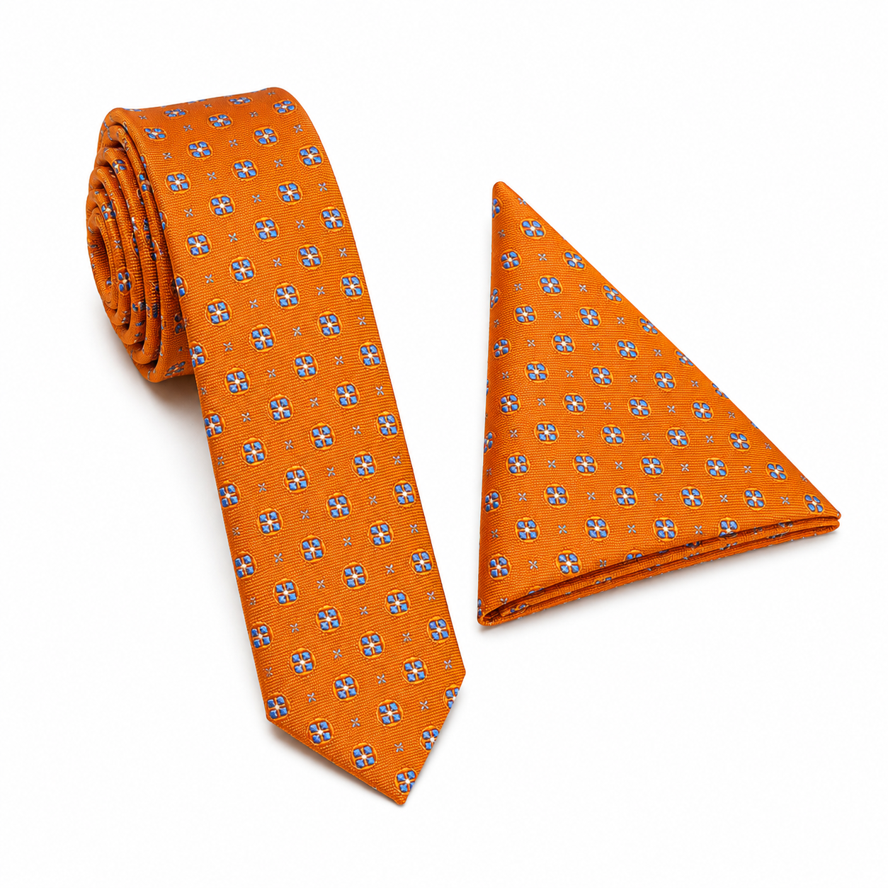 Kravata ORANGE WITH BLUE ACCENTS